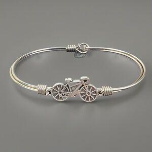 Silvertone, LD minimalist bike bangle bracelet